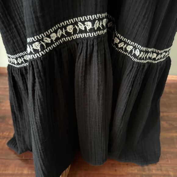 Old Navy Womens Boho Black Maxi Peasant Dress Sz L Dark Cottagecore Prairie - Picture 8 of 16